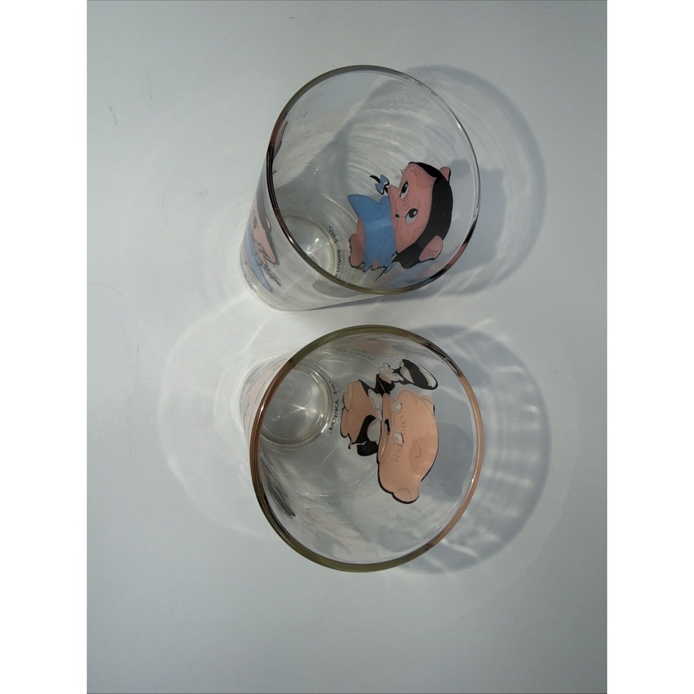 Vintage Porky Pig And Petunia Pig Pepsi Collectors Series Glass 1973 Warner Bros - Picture 4 of 4